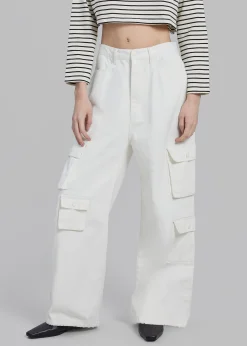 The Frankie Shop Hailey Denim Oversized Cargo Pants White Online