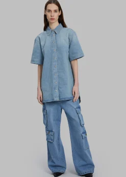 The Frankie Shop Hailey Denim Oversized Cargo Pants Worn Wash Best
