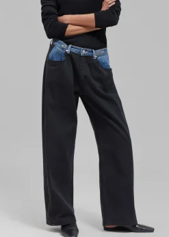 The Frankie Shop Hayla Contrast Denim Pants Black Best