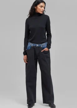 The Frankie Shop Hayla Contrast Denim Pants Black Best