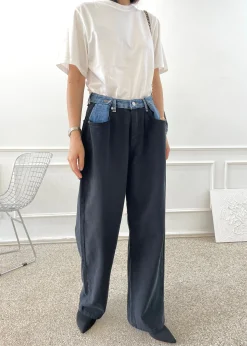 The Frankie Shop Hayla Contrast Denim Pants Black Best