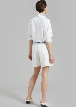 The Frankie Shop Hayla Contrast Denim Shorts Off White Discount