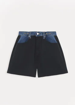 The Frankie Shop Hayla Contrast Denim Shorts Black Best