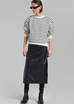 The Frankie Shop Heather Leather Pencil Skirt Black Discount