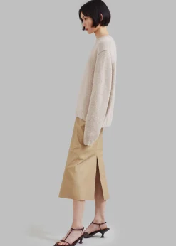 The Frankie Shop Heather Leather Pencil Skirt Beige Sale