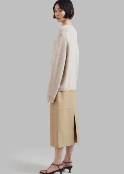 The Frankie Shop Heather Leather Pencil Skirt Beige Sale