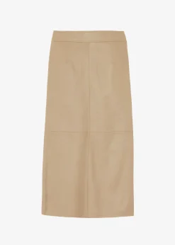 The Frankie Shop Heather Leather Pencil Skirt Beige Sale