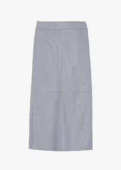 The Frankie Shop Heather Leather Pencil Skirt Grey New