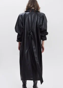 The Frankie Shop Henna Oversized Faux Leather Trench Black Outlet