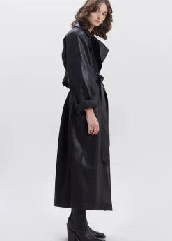 The Frankie Shop Henna Oversized Faux Leather Trench Black Outlet