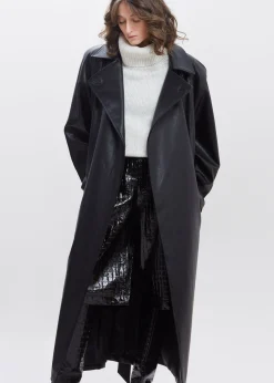 The Frankie Shop Henna Oversized Faux Leather Trench Black Outlet