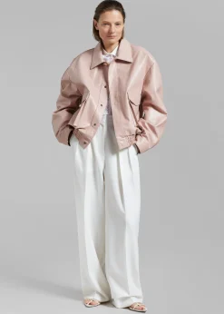 The Frankie Shop Hera Faux Leather Jacket Pink Clearance
