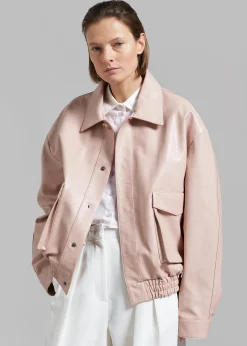 The Frankie Shop Hera Faux Leather Jacket Pink Clearance