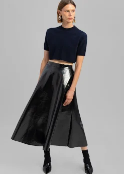 The Frankie Shop Hilma Vinyl Midi Skirt Black Discount