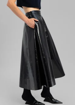 The Frankie Shop Hilma Vinyl Midi Skirt Black Discount