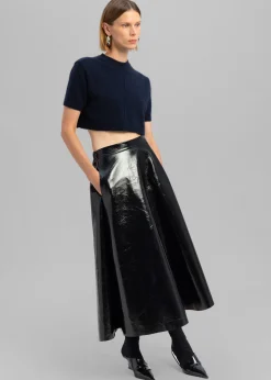 The Frankie Shop Hilma Vinyl Midi Skirt Black Discount