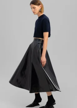The Frankie Shop Hilma Vinyl Midi Skirt Black Discount