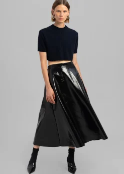 The Frankie Shop Hilma Vinyl Midi Skirt Black Discount