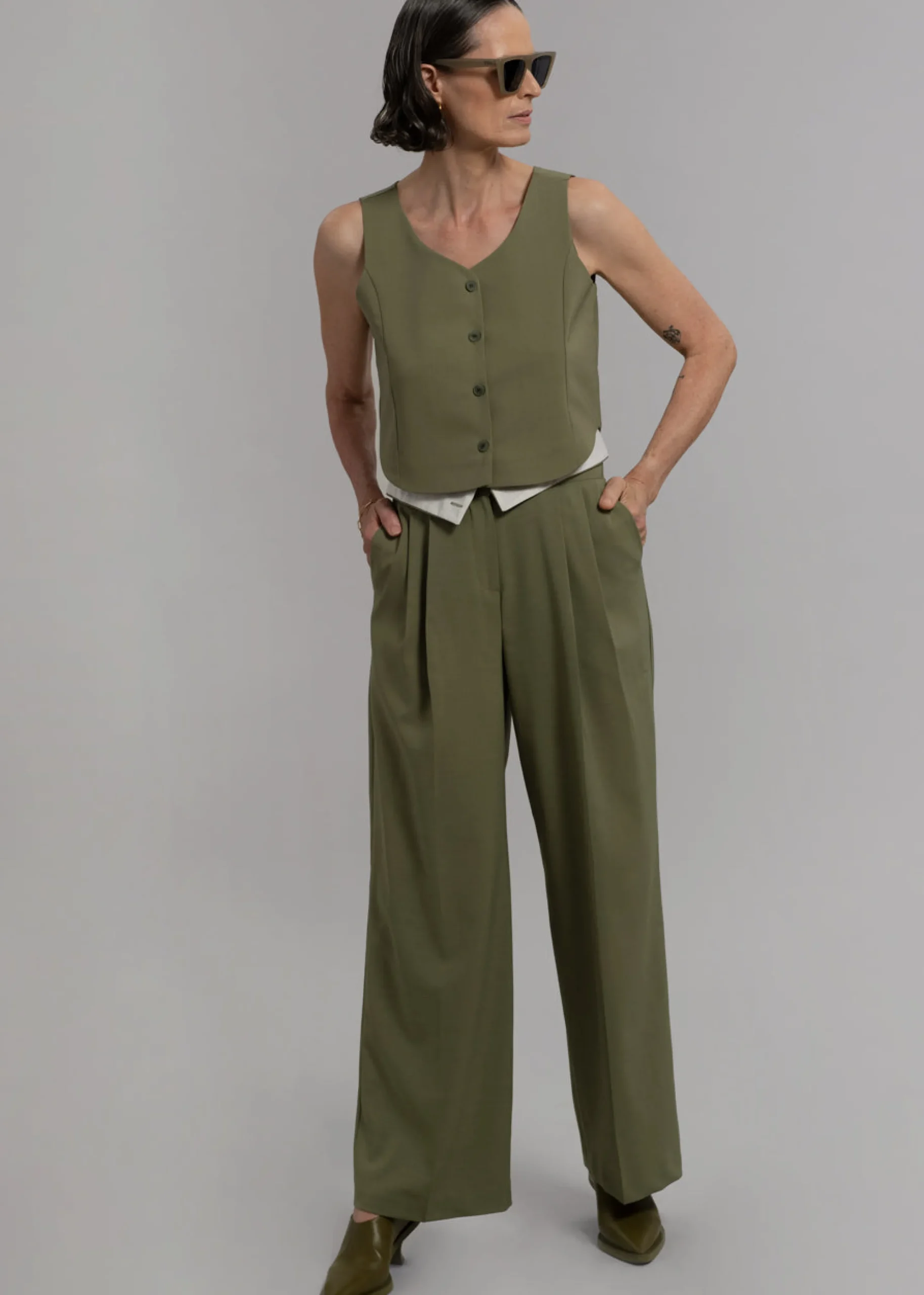 The Frankie Shop Holi Vest Olive Hot