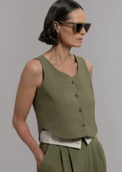 The Frankie Shop Holi Vest Olive Hot