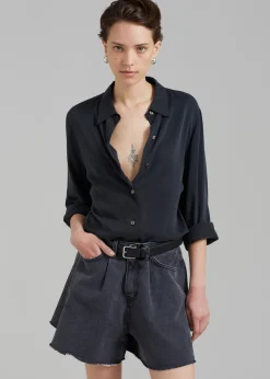 The Frankie Shop Howell Denim Shorts Black Washed Sale