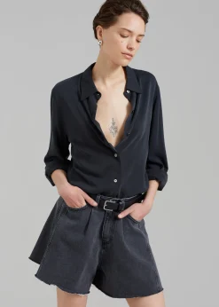 The Frankie Shop Howell Denim Shorts Black Washed Sale