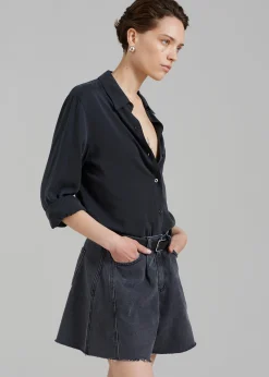 The Frankie Shop Howell Denim Shorts Black Washed Sale