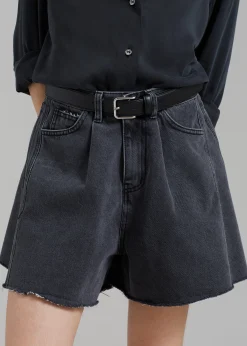 The Frankie Shop Howell Denim Shorts Black Washed Sale