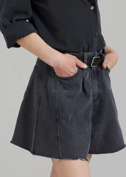 The Frankie Shop Howell Denim Shorts Black Washed Sale