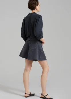 The Frankie Shop Howell Denim Shorts Black Washed Sale