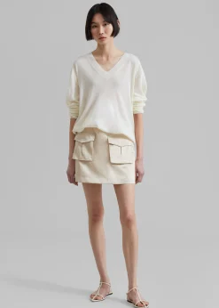 The Frankie Shop Hudson Satin Cargo Skirt Beige Outlet