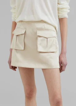 The Frankie Shop Hudson Satin Cargo Skirt Beige Outlet