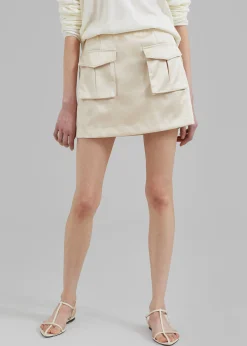 The Frankie Shop Hudson Satin Cargo Skirt Beige Outlet