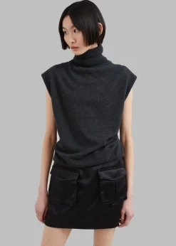 The Frankie Shop Hudson Satin Cargo Skirt Black Best