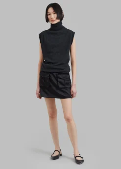 The Frankie Shop Hudson Satin Cargo Skirt Black Best