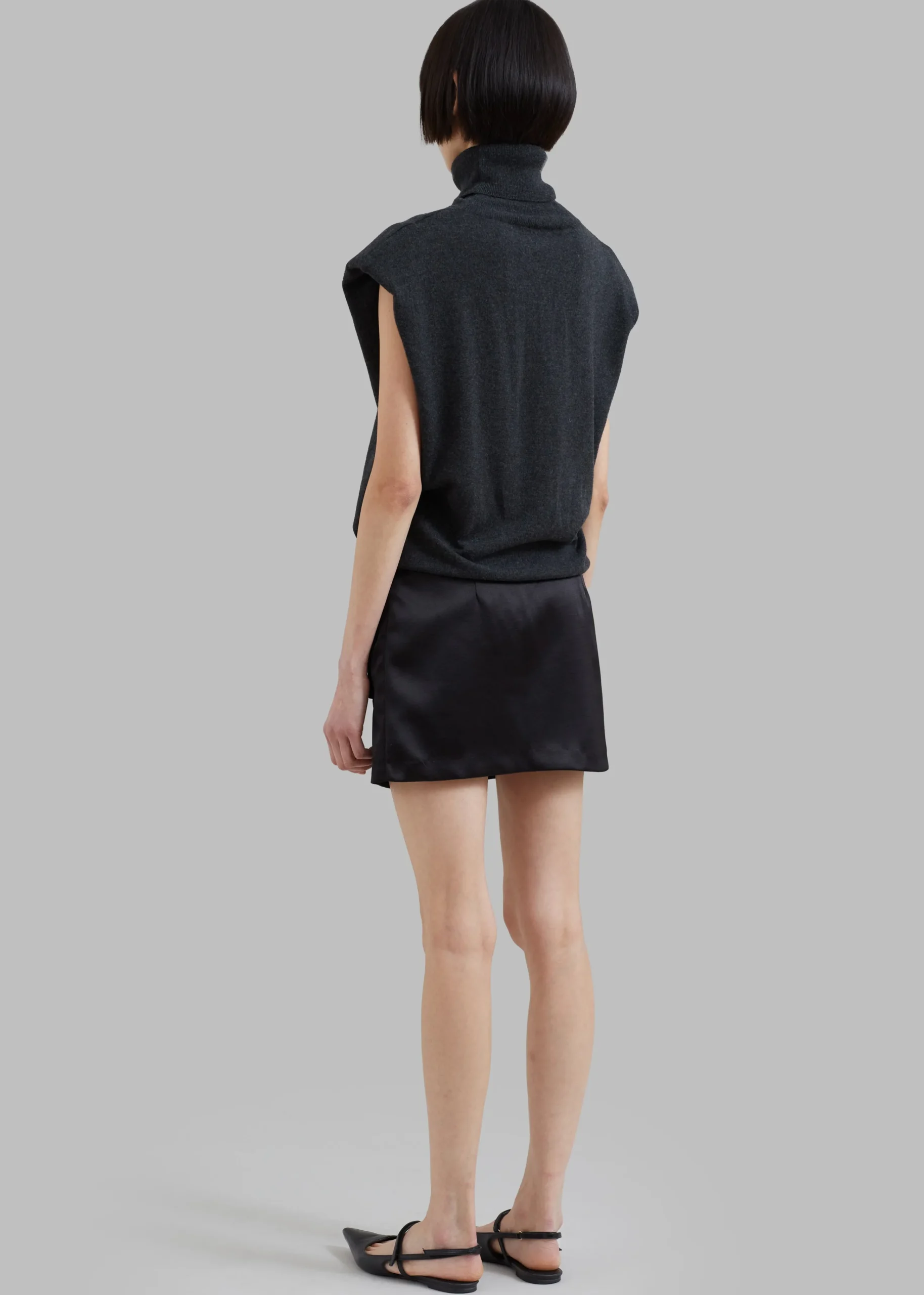 The Frankie Shop Hudson Satin Cargo Skirt Black Best