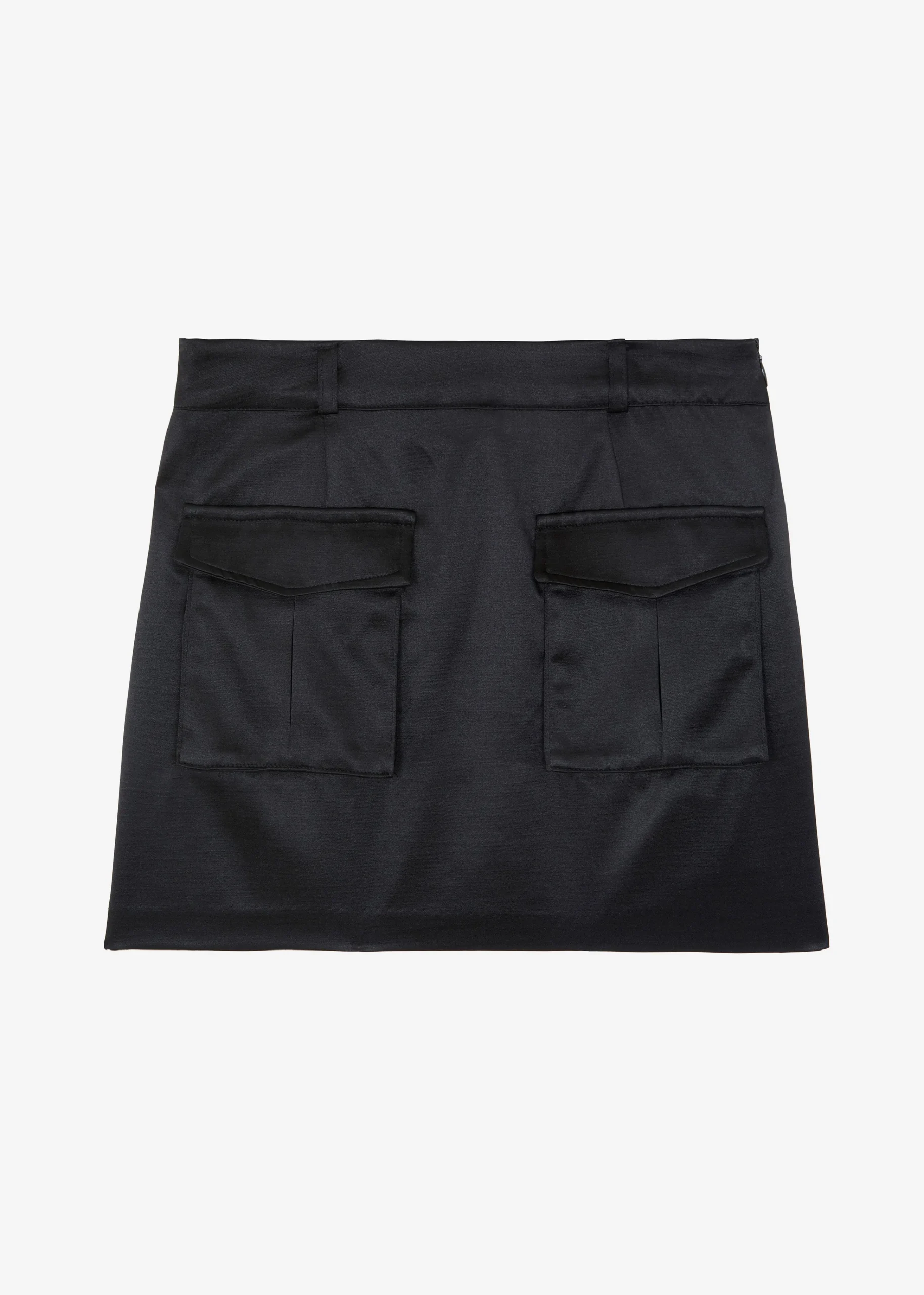 The Frankie Shop Hudson Satin Cargo Skirt Black Best