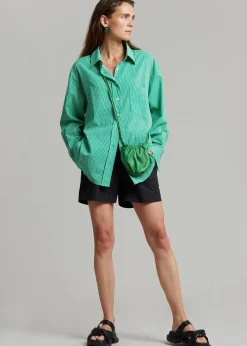 The Frankie Shop Idun Shirt Emerald Stripe Discount