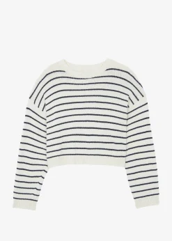The Frankie Shop Iona Boatneck Cream Sweater Navy Stripe Discount