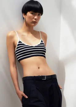 The Frankie Shop Jade Knit Bralette White Stripe New