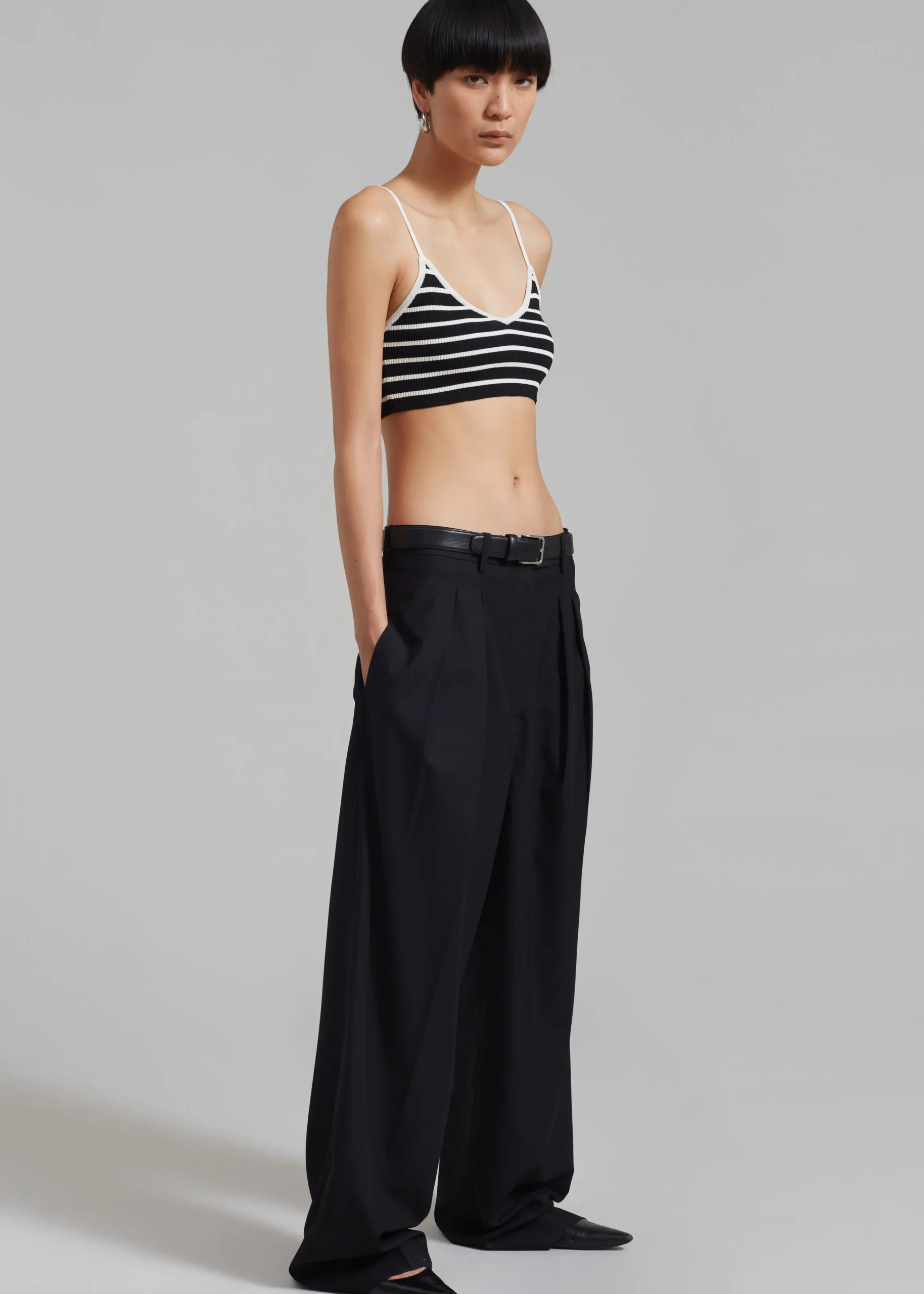 The Frankie Shop Jade Knit Bralette White Stripe New