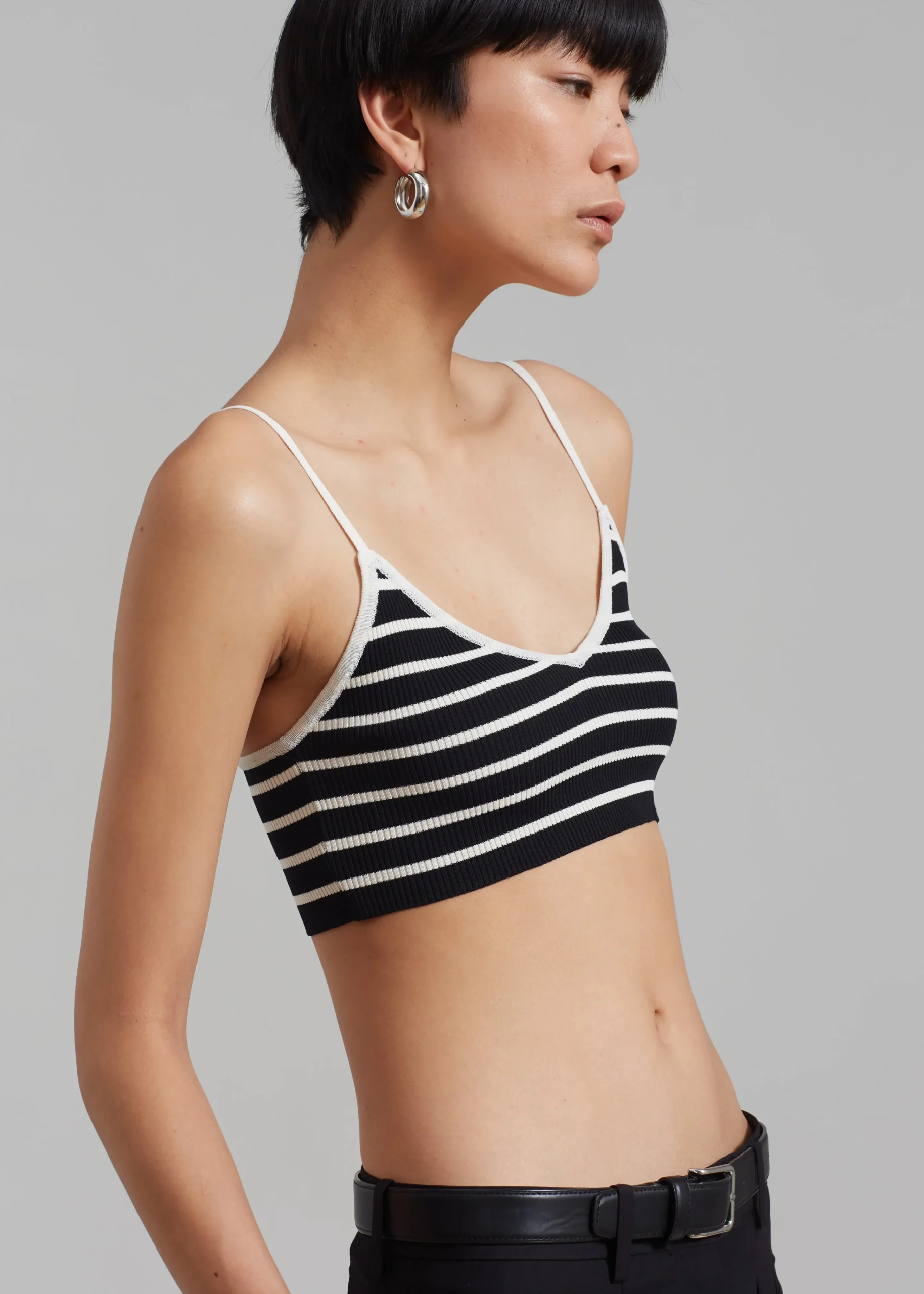 The Frankie Shop Jade Knit Bralette White Stripe New