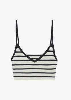 The Frankie Shop Jade Knit Bralette Black Stripe Clearance