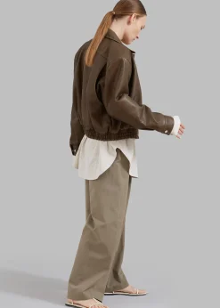 The Frankie Shop Jaden Faux Leather Bomber Brown Sale