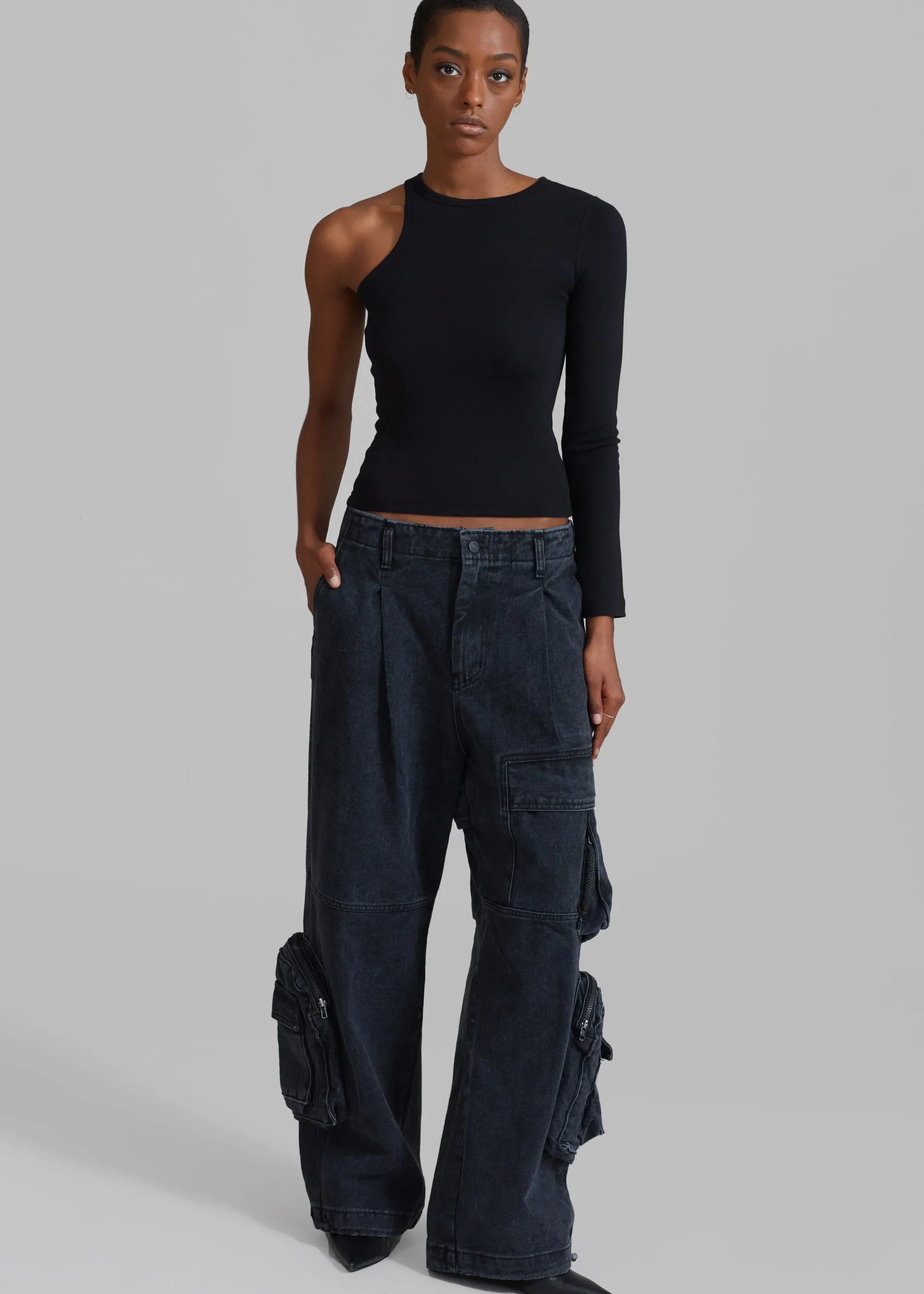 The Frankie Shop Jamie Asymmetric T-Shirt Black Sale