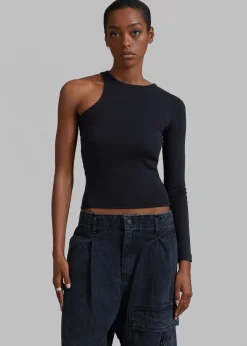 The Frankie Shop Jamie Asymmetric T-Shirt Black Sale
