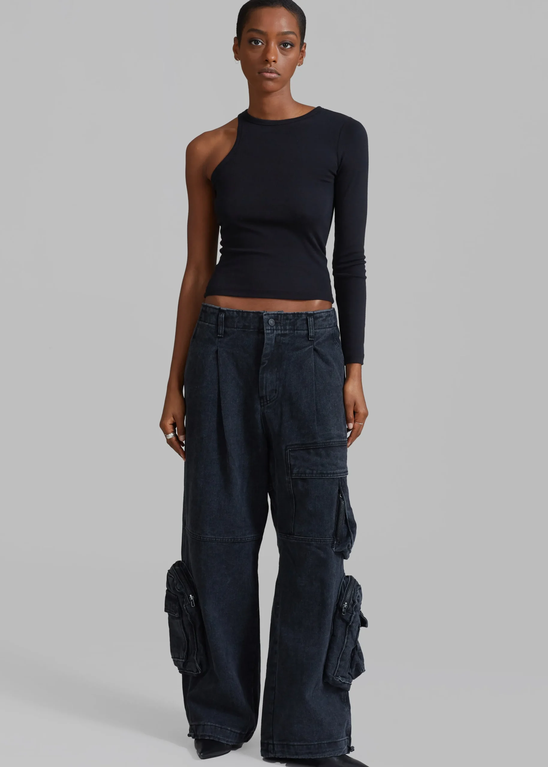 The Frankie Shop Jamie Asymmetric T-Shirt Black Sale