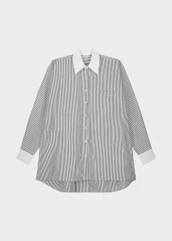 The Frankie Shop Jany Tie-Neck Shirt Black Stripe Outlet