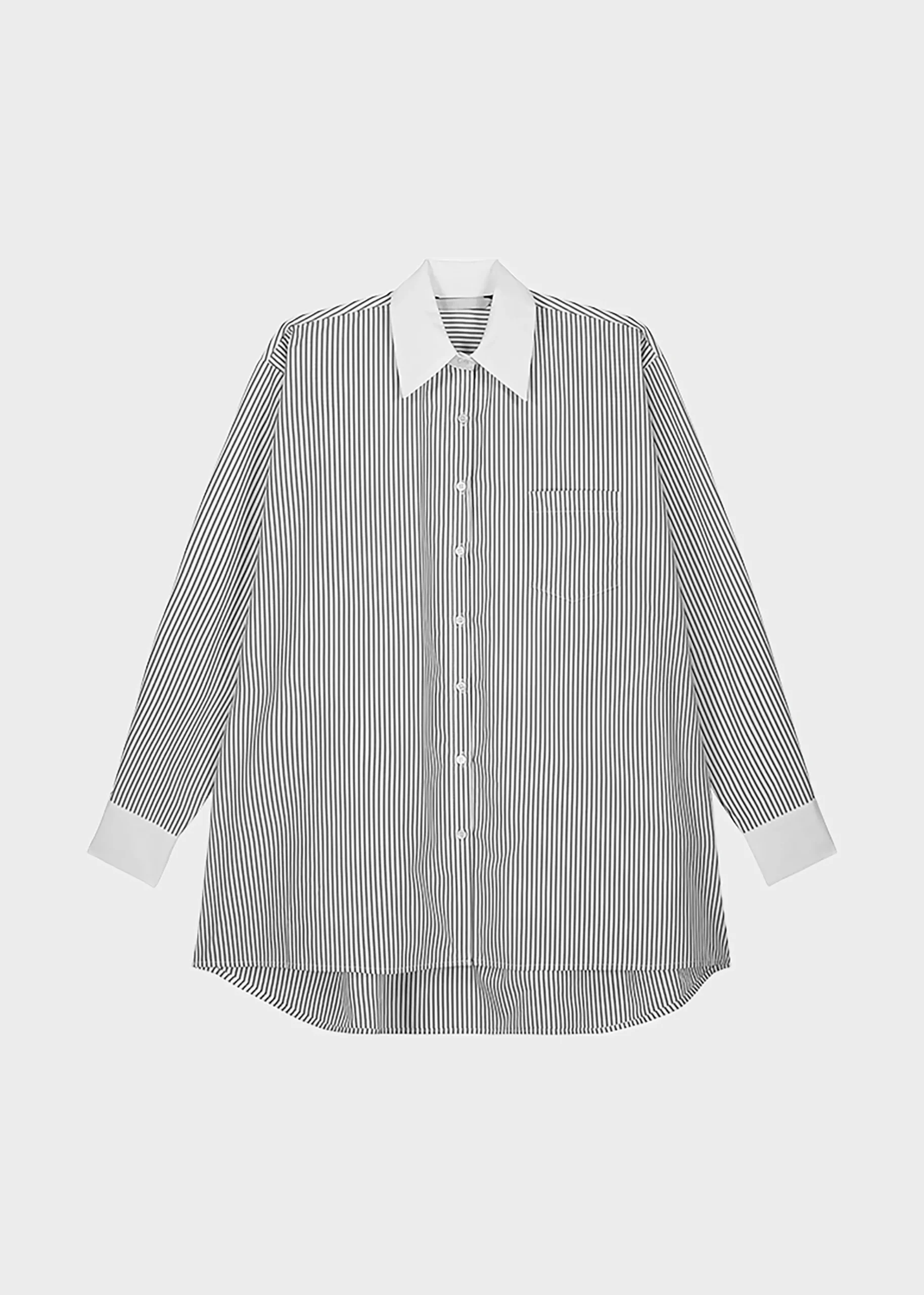 The Frankie Shop Jany Tie-Neck Shirt Black Stripe Outlet