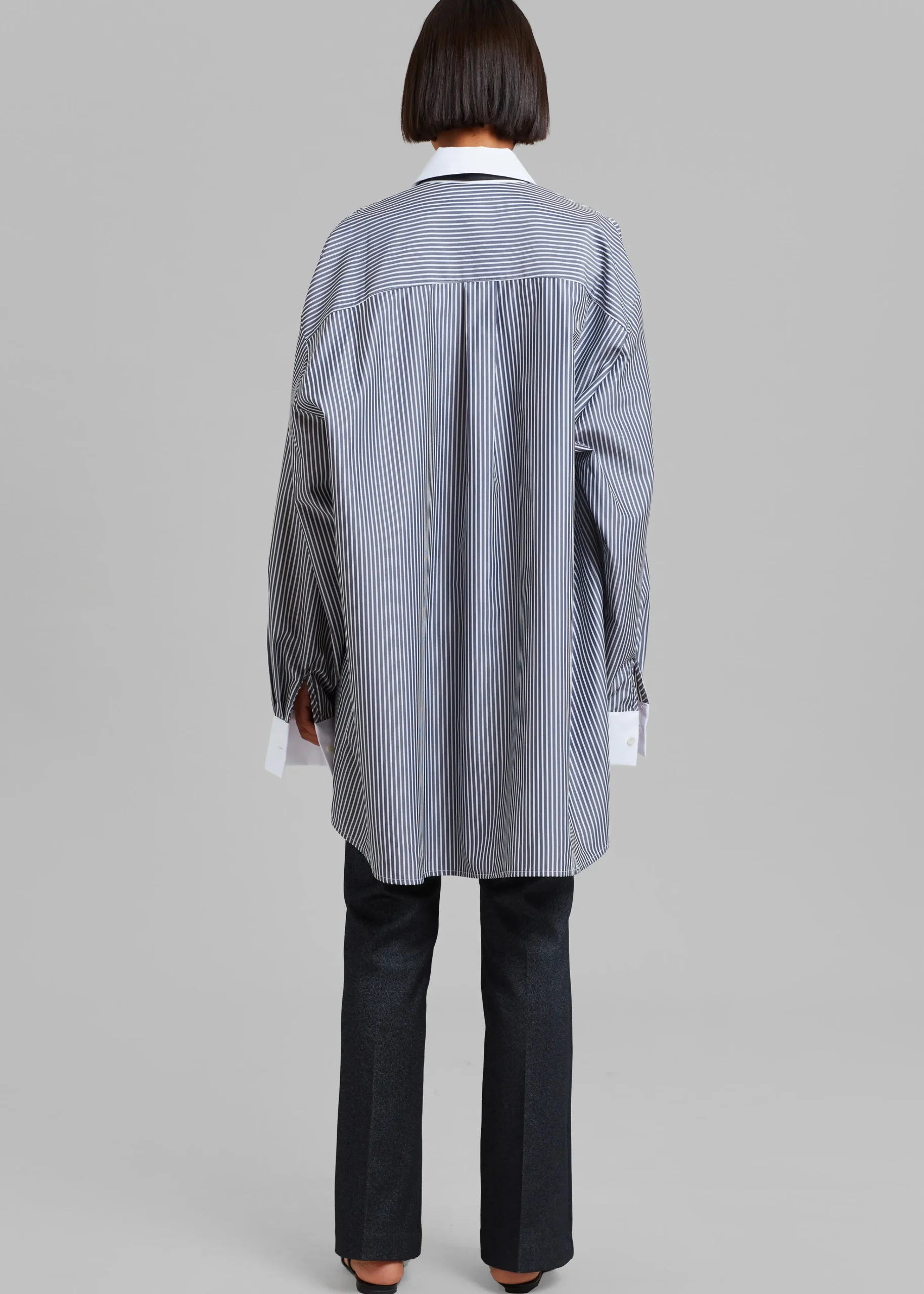 The Frankie Shop Jany Tie-Neck Shirt Black Stripe Outlet